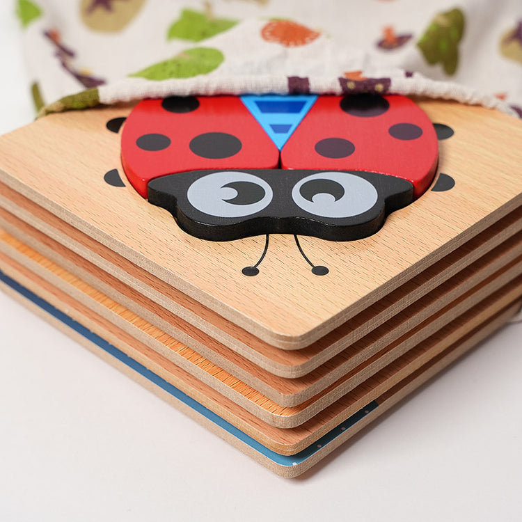 Montessori Holzpuzzle - 6-teiliges Steckpuzzle Holz für Kinder