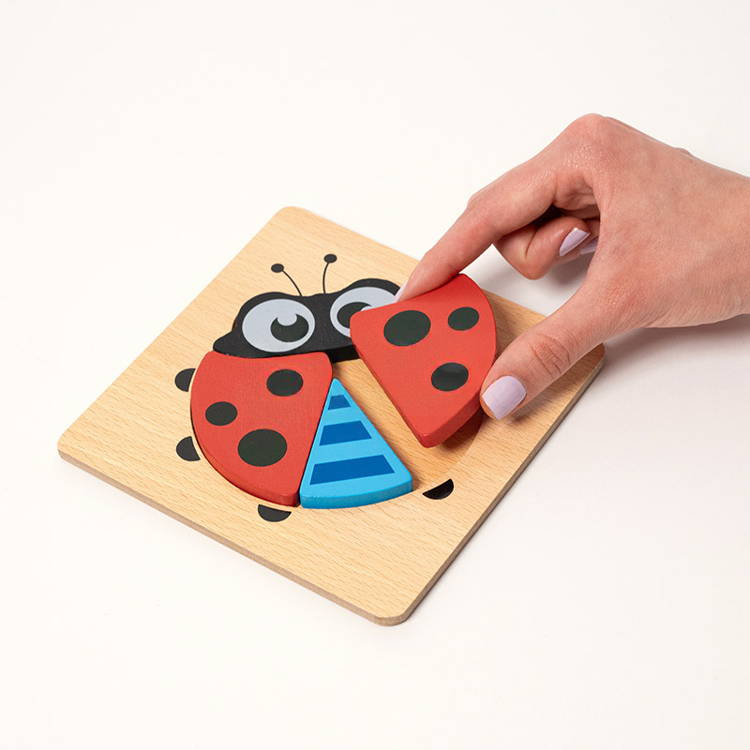 Montessori Holzpuzzle - 6-teiliges Steckpuzzle Holz für Kinder