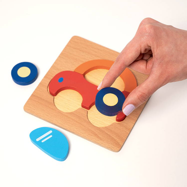 Montessori Holzpuzzle - 6-teiliges Steckpuzzle Holz für Kinder