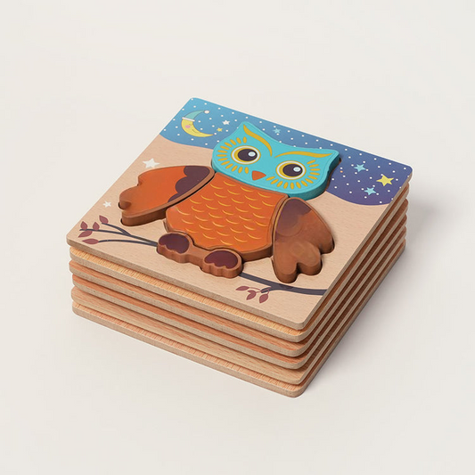 Montessori Holzpuzzle - 6-teiliges Steckpuzzle Holz für Kinder